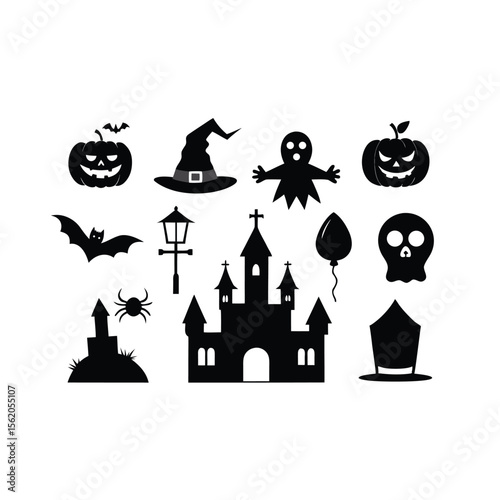 Vector happy Halloween vector design element set isolated on a  Santa clipart Illustration