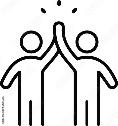 Two Business People Giving Each Other a High Five outline icon