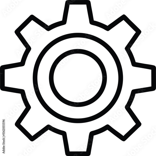 line drawing of a gear icon, vector eps outline