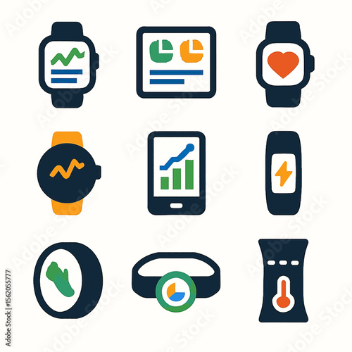 Collection of health and fitness tracker icons for modern lifestyle monitoring