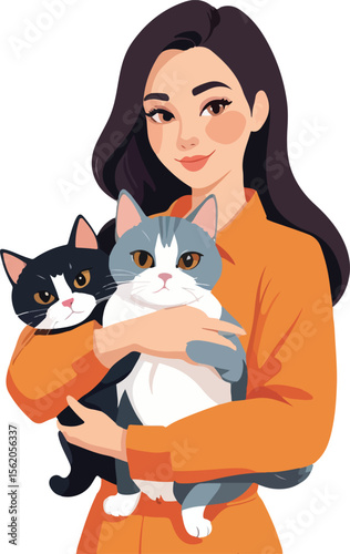 cat and girl
