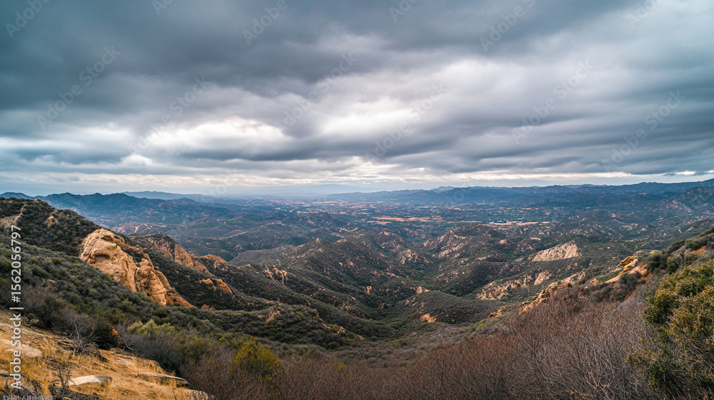 Fototapeta premium Overlook view of hills and mountain