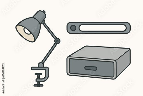 Safety gear icons: goggles, gloves, apron vector icon isolated illustration