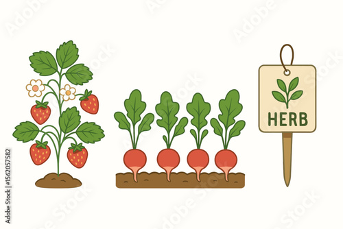 Compost buckets and gloves with sign for sustainable gardening vector icon isolated illustration