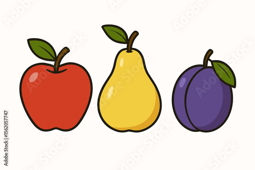 Pixel art fruits illustration - lemon, peach, apricot on white background vector icon isolated illustration