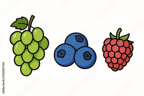 Cartoon illustration of banana, mango, and pineapple vector icon isolated illustration