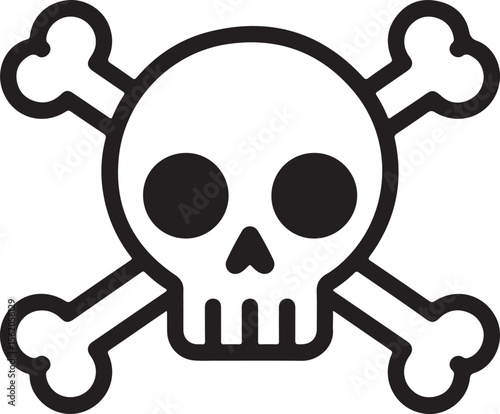 Black and White Skull and Crossbones, a Timeless Symbol of Danger and Mortality, Evoking Pirates, Poison, and the Forbidden