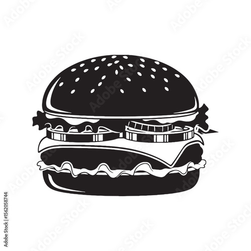 Built for hunger and style – Burger silhouette presented in stacked Burger vector – Burger illustration

