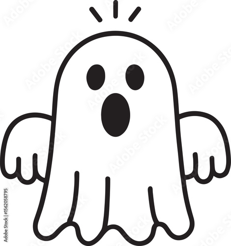 Spooky and Cute Ghost Illustration for Halloween Decorations and Festive Designs, Simple Cartoon Graphic