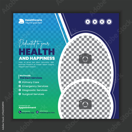 Medical healthcare social media post  design and web banner Template