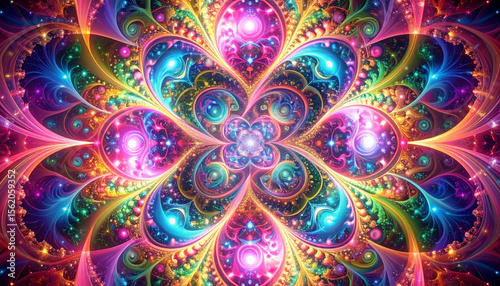 幻想的な色彩が舞う万華鏡フラクタルアート