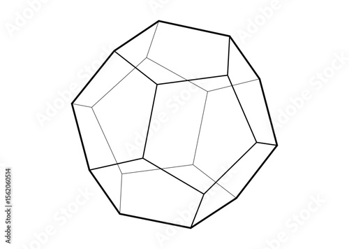 3D model of dodecahedron shape, vector illustration platonic solid isolated on a white background