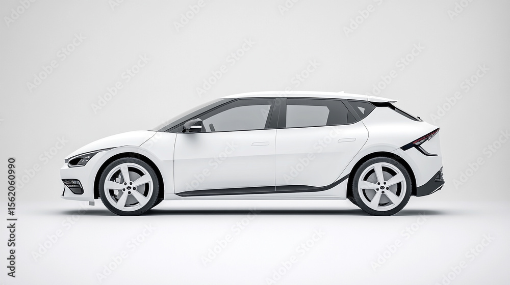 Fototapeta premium Sleek white hybrid car mockup design.
