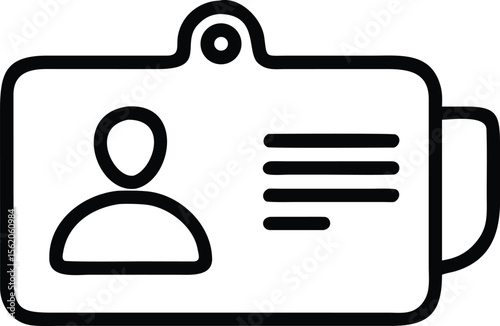 Outline icon of identification card with user and information
