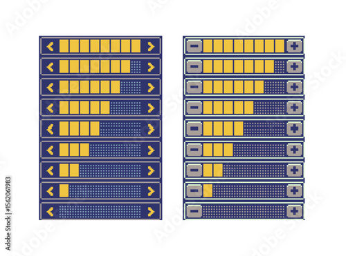 Volume sounds button, interface, pixel art design retro 80s console gaming app, flat style, old school computer graphic design, 8-bit sprite, video game assets, vector illustration.
