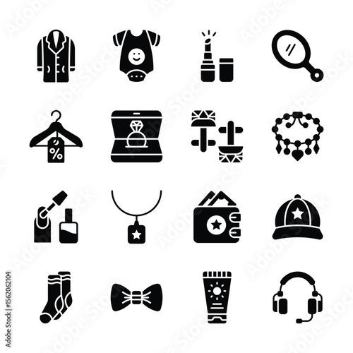 Check out our modern set of fashion and beauty glyph icons