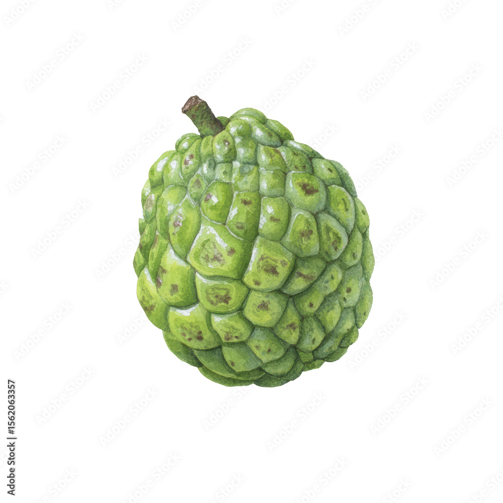 Obraz premium Hand-painted watercolor ripe sugar apple isolated transparent