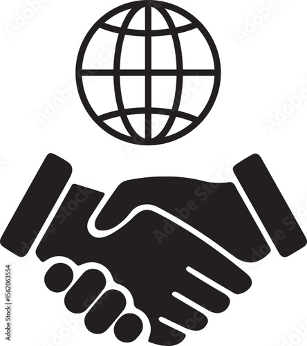 Global Partnership Handshake and World Icon