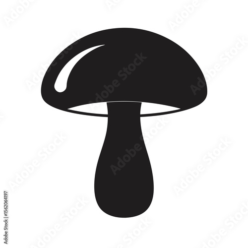 Simple Black Silhouette Mushroom Icon, Minimalist, Flat Design, Vector Graphic Illustration for Website, App, or Print.