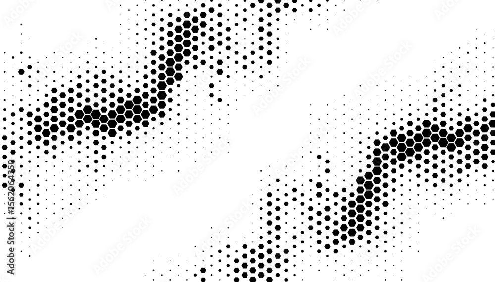 © Yero06 - Black and white abstract halftone pattern with hexagon shape for modern digital background and jersey design. Vector Format Illustration
