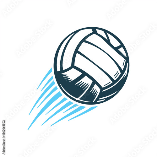 Volleyball in Motion Graphic Vector Illustration A volleyball spinning mid flight