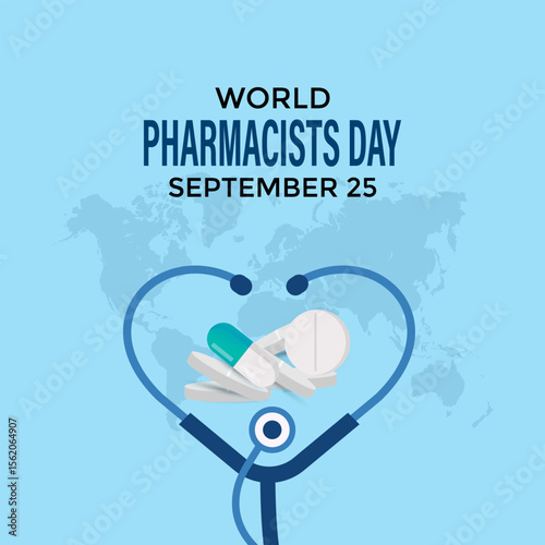 World Pharmacists Day on September 25. This day improving healthcare, ensuring safe medication use, and supporting public health worldwide. Safe medicine save live. Vector illustration. Eps 10.
