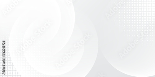 White geometric abstract background overlap layer on bright space with lines effect decoration. Modern graphic design element circles style concept for banner.