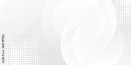 White geometric abstract background overlap layer on bright space with lines effect decoration. Modern graphic design element circles style concept for banner.