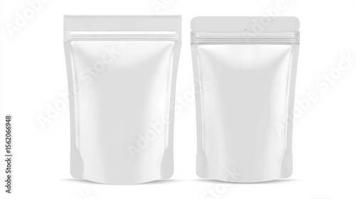 Two blank, resealable packaging pouches displayed side by side against a neutral background