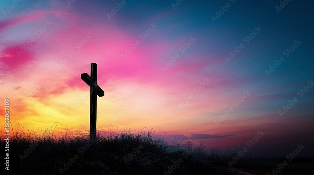 Easter Cross Vector Form Black Silhouette Image