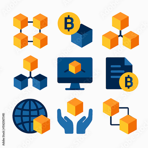 Digital technology and cryptocurrency concept featuring blockchain network connection