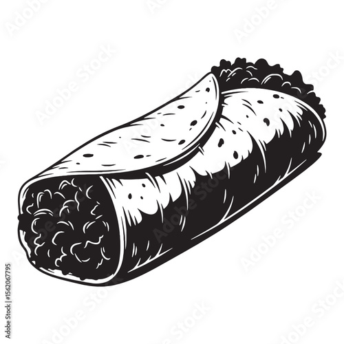 The rolled icon of street food – Burrito silhouette shaped into clean Burrito vector – Burrito illustration

