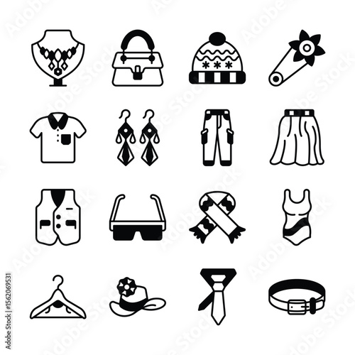 Get this handy collection of fashion accessories glyph icons