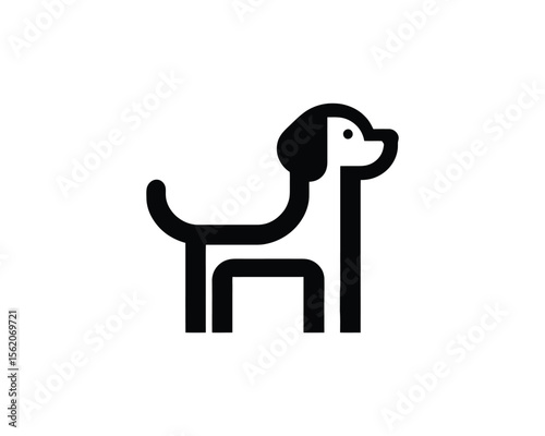 Minimalist black and white dog logo design