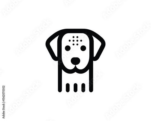 Minimalist dog icon with dots on forehead