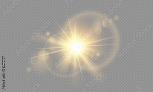 Vector transparent sunlight. Special lens flare light effect isolated on transparent background. Bright shining sun rays for design.