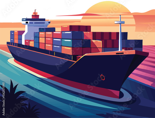 A dynamic collection of stylized ship illustration