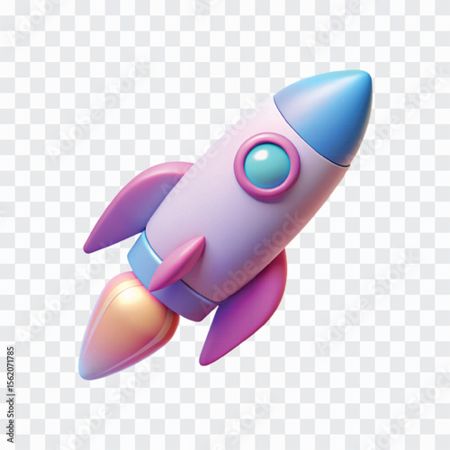 3D Pastel Rocket Launch Icon | Startup Success, Soft Launch Symbol, Innovation Vector