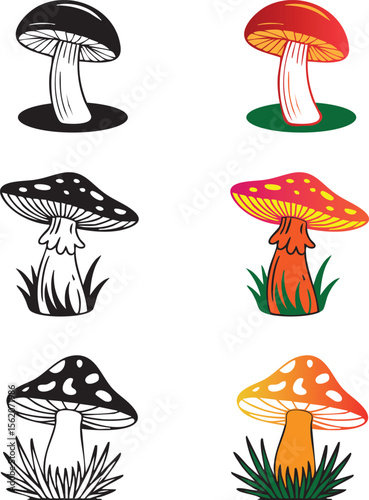 Minimalist mushroom icon, vector art