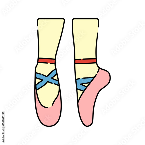 Ballet Shoes Doodle style, pair of pointed shoes representing performing arts and dance, ideal for stage performers and dance instructors.