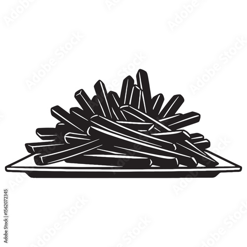 Snack time simplicity – French fries silhouette rendered in neat French fries vector – French fries illustration

