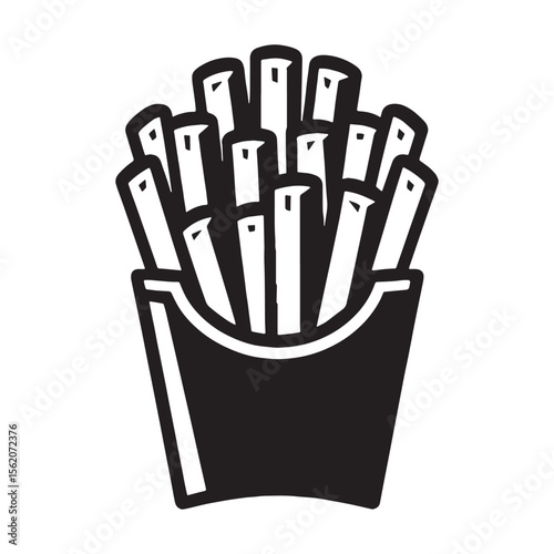 The crunchy icon of fast food – French fries silhouette detailed in crisp French fries vector – French fries illustration

