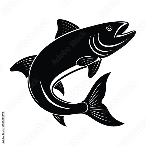 Attacking fish arctic char silhouette vector