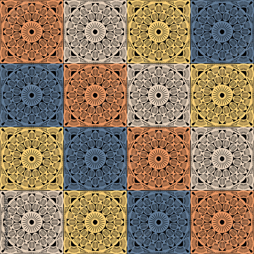 Pattern with crochet granny square wallpaper handmade decorative art design print	
