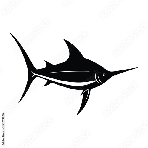 Swordfish silhouette vector on white background
