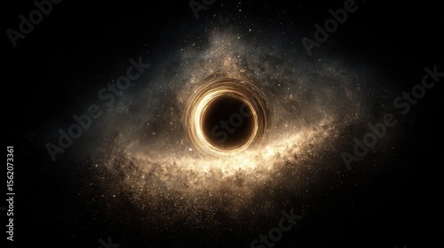 Cosmic Abyss: A mesmerizing black hole, a gateway to the unknown, surrounded by an ethereal glow, captivates the eye with its mystery.