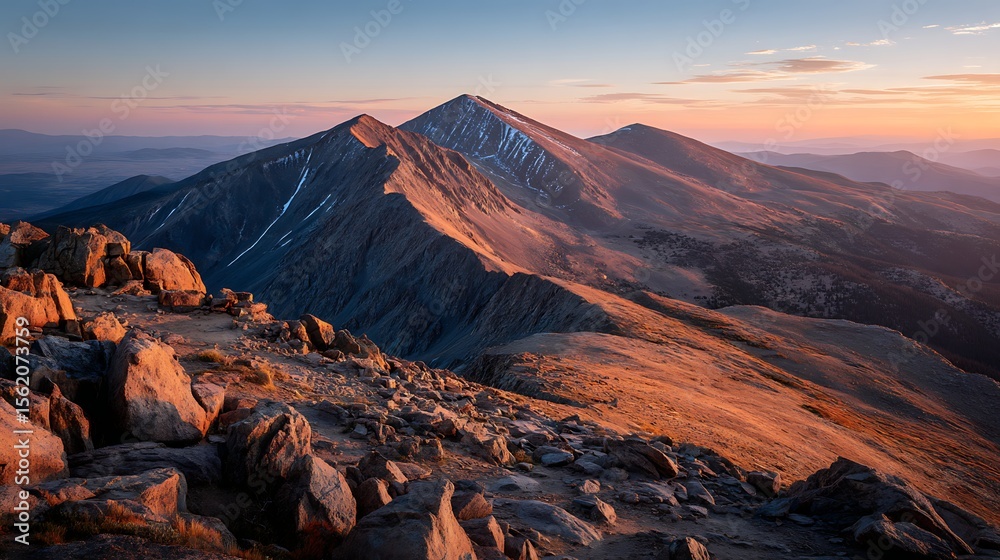 Obraz premium Mountains glow at sunset