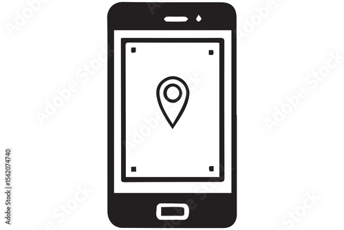 Minimal Black & White Location Icons Set – Flat Vector Design of Maps, Navigation, and Global Technology Symbols


