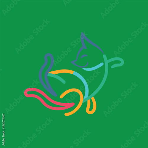 vector illustration of an abstract cat Ai generated