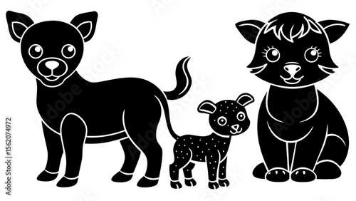 set of funny animals
